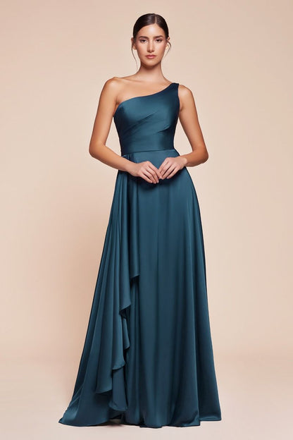 MIRANDA GOWN ONE SHOULDER SOFT SATIN A- DRESS