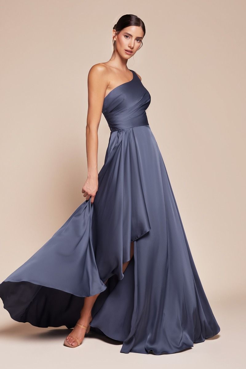 MIRANDA GOWN ONE SHOULDER SOFT SATIN A- DRESS
