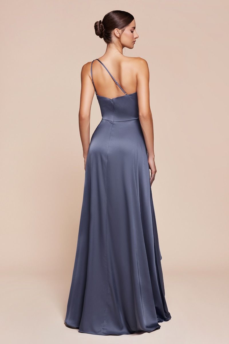 MIRANDA GOWN ONE SHOULDER SOFT SATIN A- DRESS