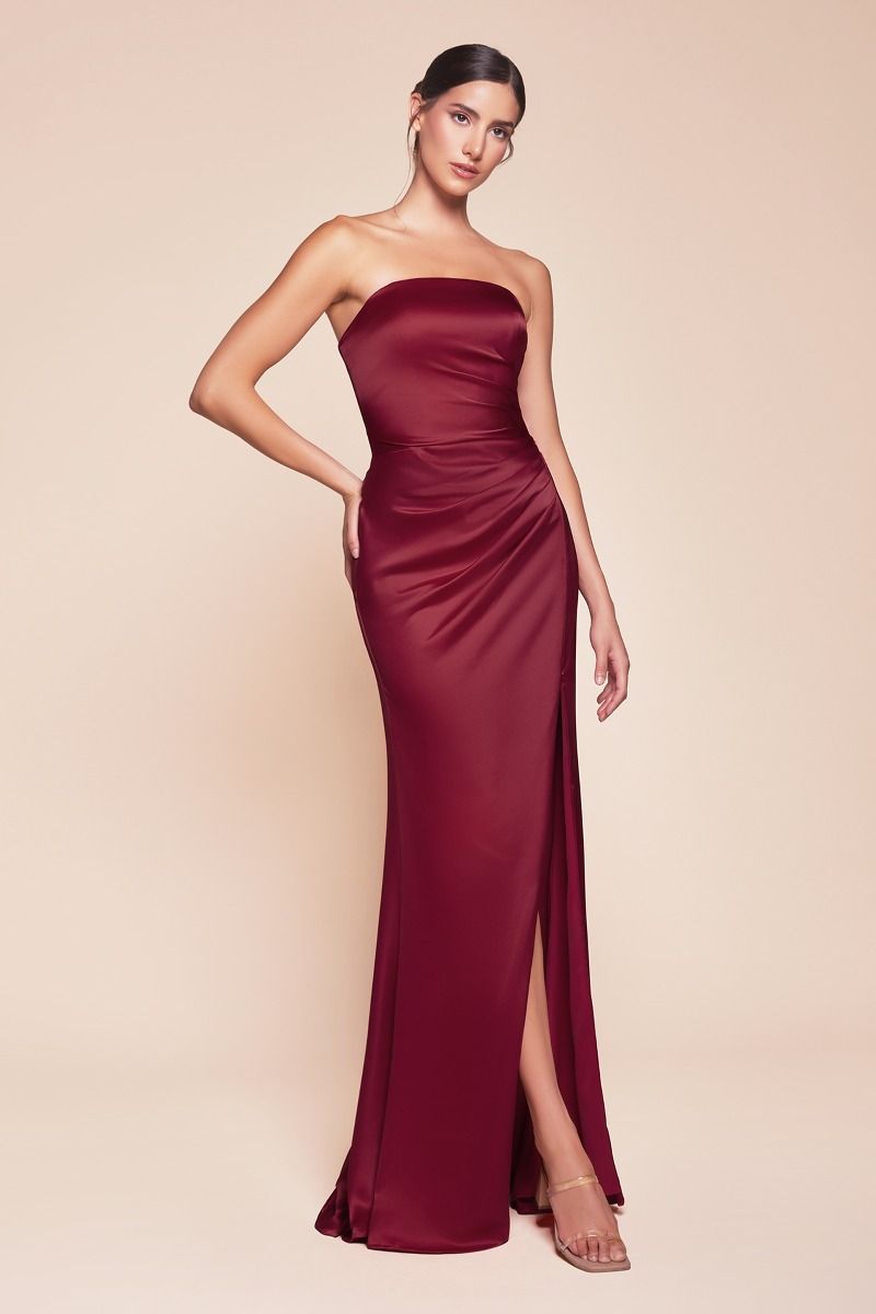 NICOLETTE GOWN STRAPLESS LUXE SATIN DRESS & SCARF