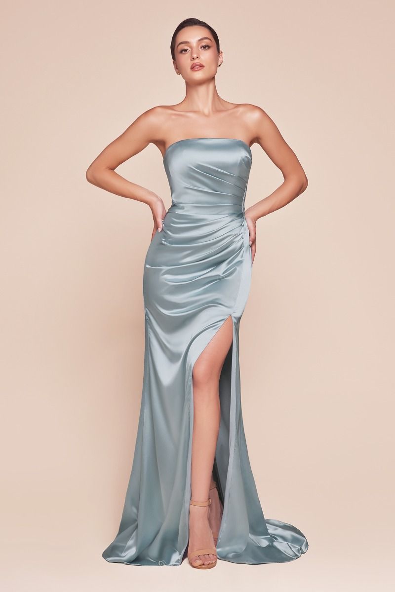 NICOLETTE GOWN STRAPLESS LUXE SATIN DRESS & SCARF