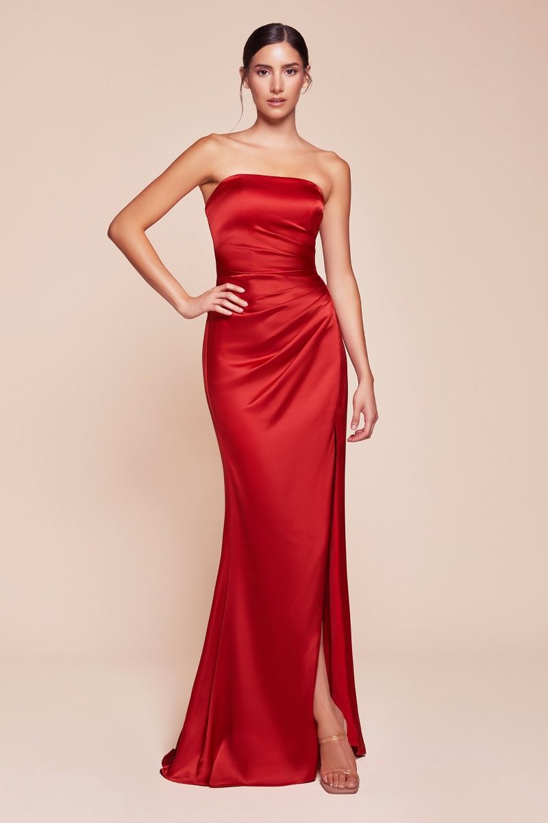NICOLETTE GOWN STRAPLESS LUXE SATIN DRESS & SCARF