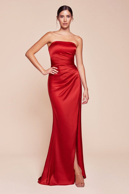 NICOLETTE GOWN STRAPLESS LUXE SATIN DRESS & SCARF