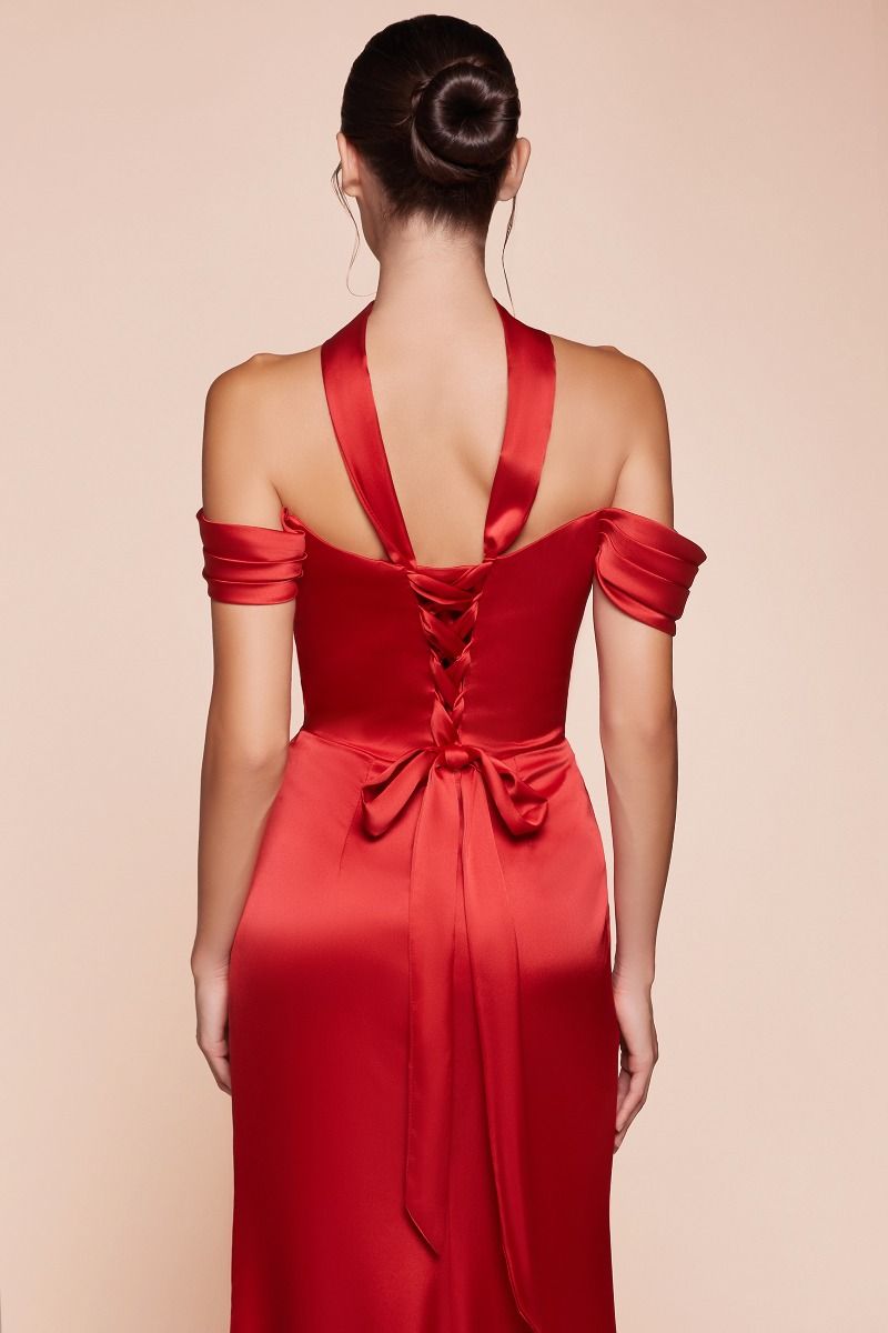 EMERSON GOWN OFF THE SHOULDER LUXE SATIN DRESS