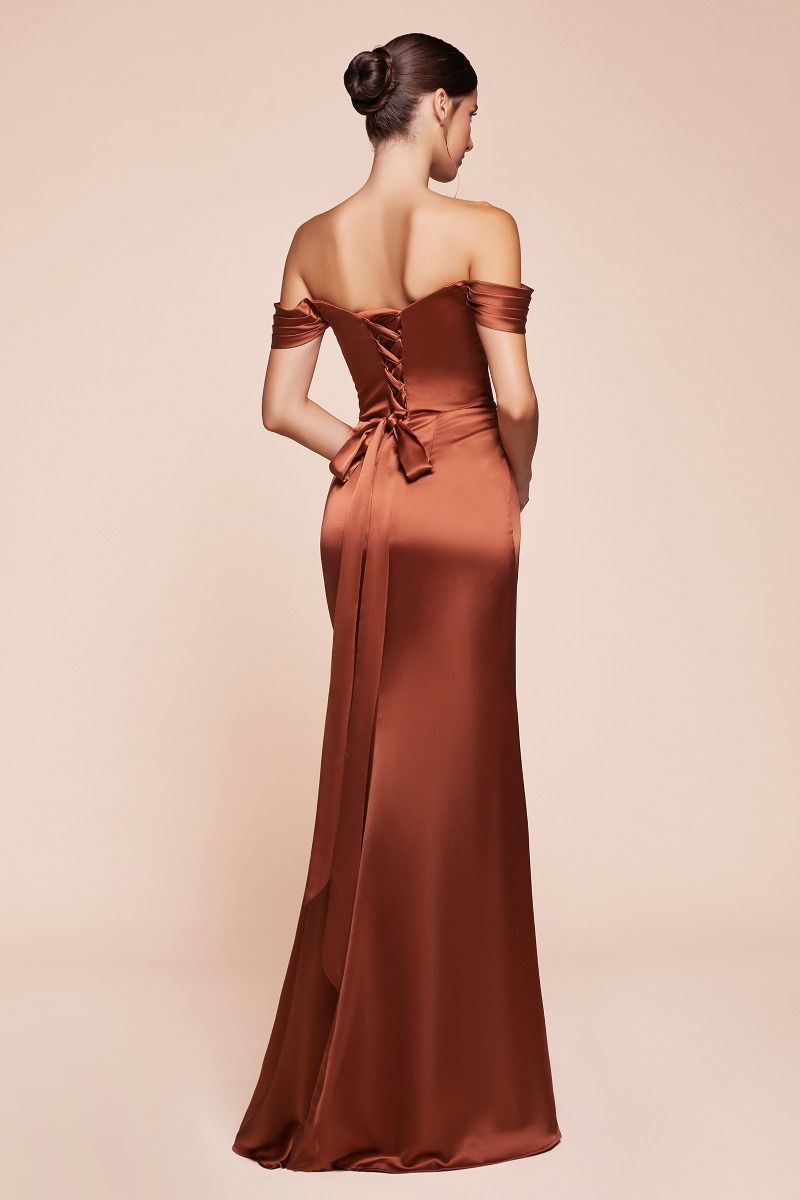 EMERSON GOWN OFF THE SHOULDER LUXE SATIN DRESS
