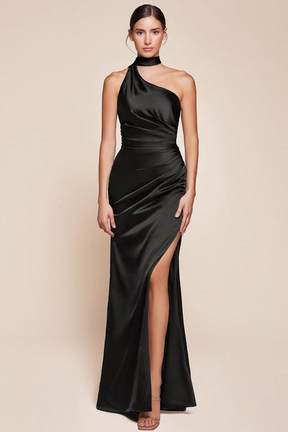 BRYCE GOWN ONE SHOULDER LUXE SATIN DRESS