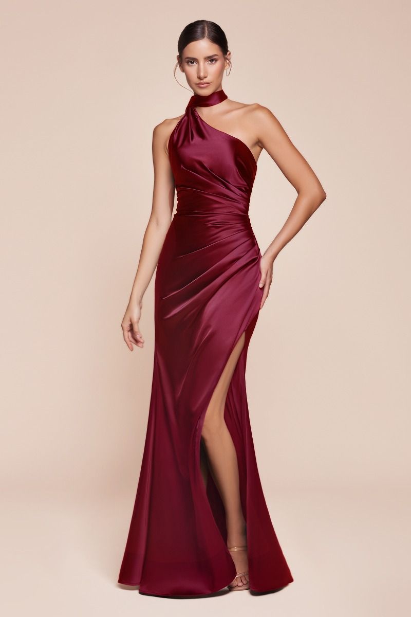 BRYCE GOWN ONE SHOULDER LUXE SATIN DRESS