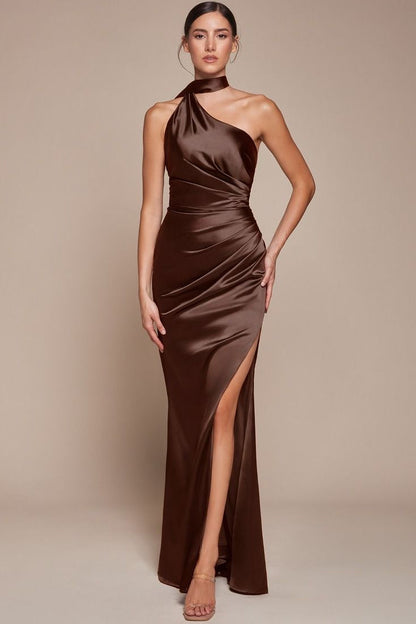 BRYCE GOWN ONE SHOULDER LUXE SATIN DRESS