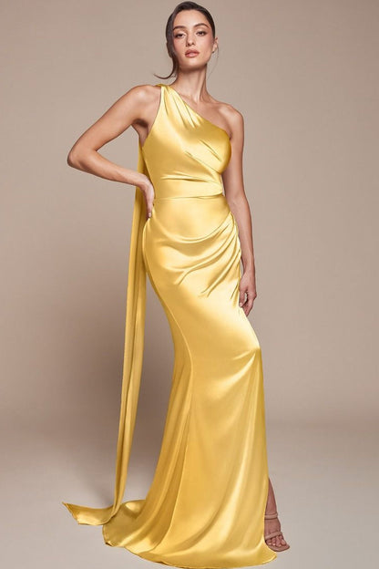 BRYCE GOWN ONE SHOULDER LUXE SATIN DRESS