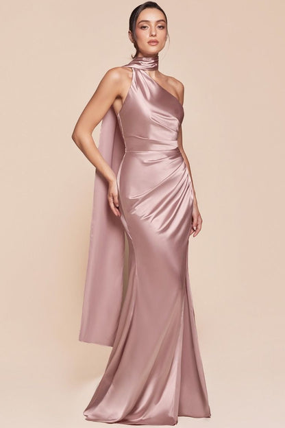 BRYCE GOWN ONE SHOULDER LUXE SATIN DRESS