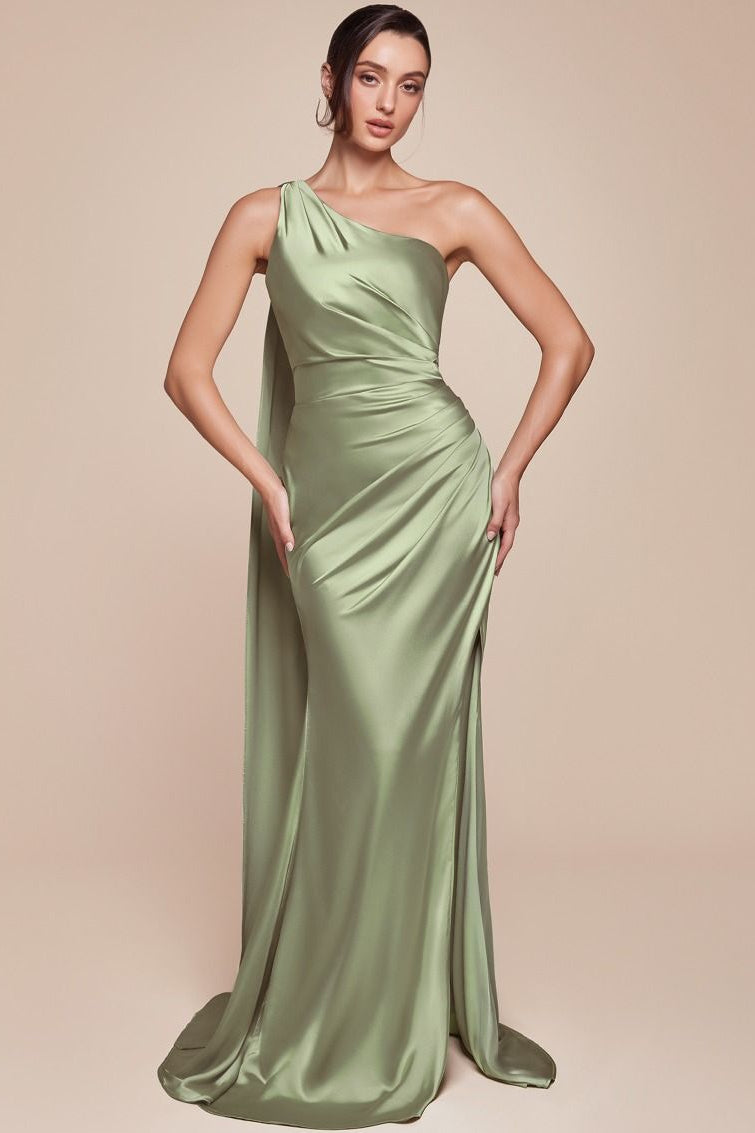 BRYCE GOWN ONE SHOULDER LUXE SATIN DRESS