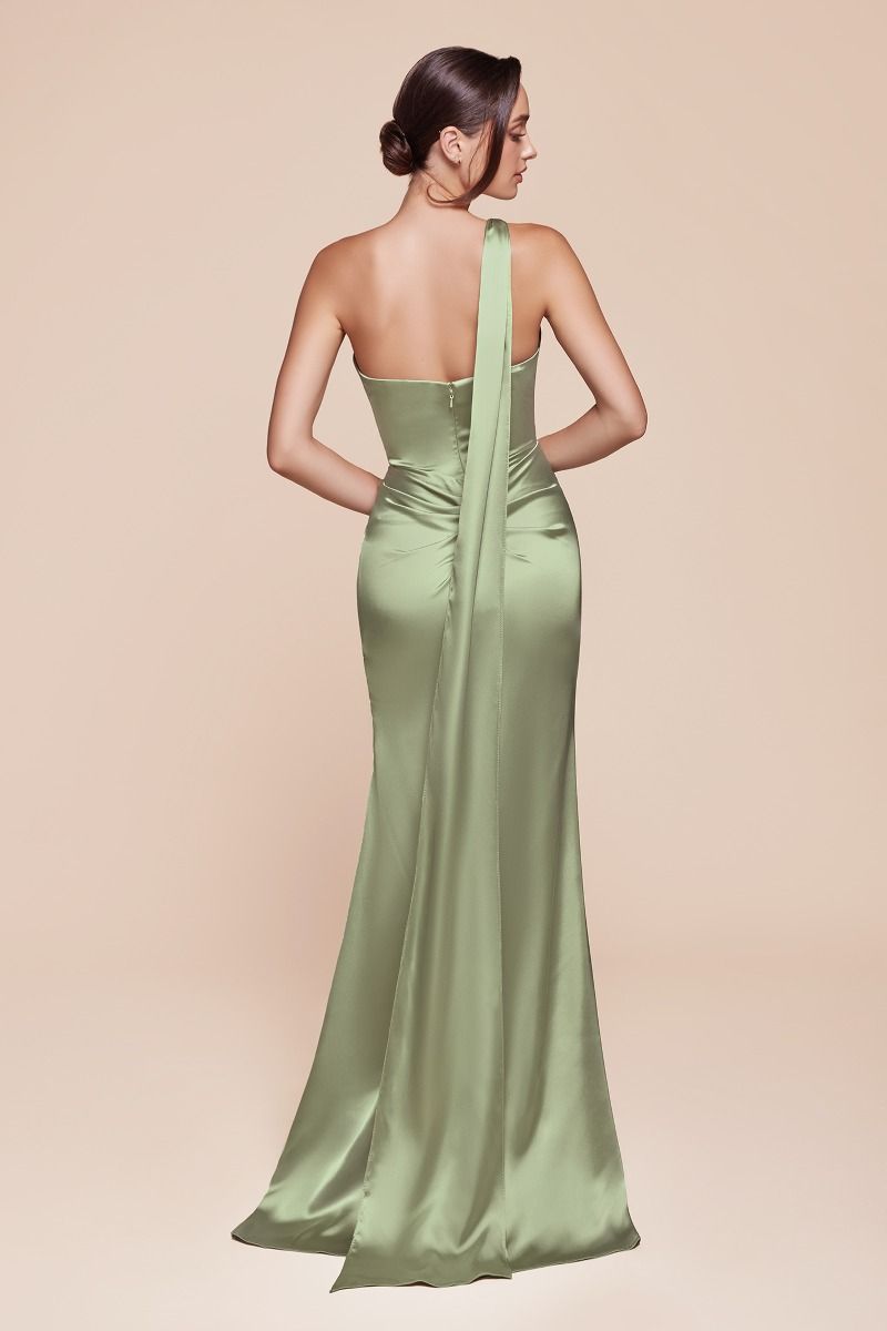 BRYCE GOWN ONE SHOULDER LUXE SATIN DRESS