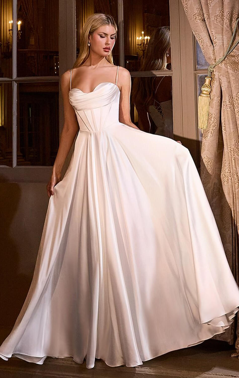 COSIMA GOWN LUXE SATIN A- CORSET DRESS OFF WHITE