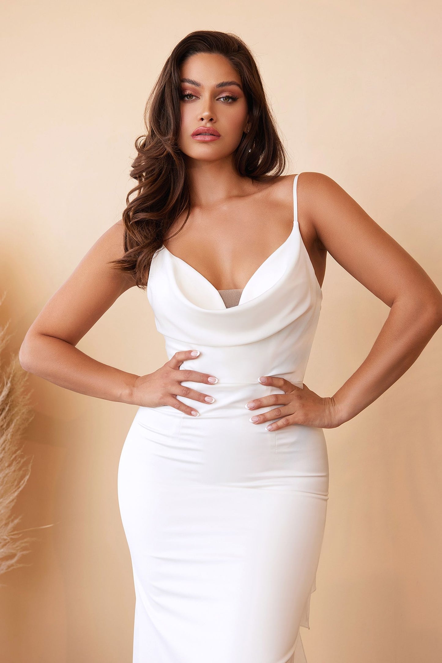 Maxine Gown Tie-Back Satin Charmeuse Mermaid Gown