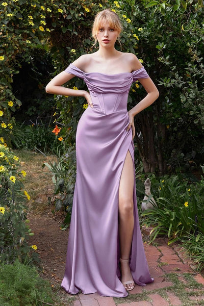 MABEL GOWN OFF THE SHOULDER LUXE SATIN CORSET DRESS