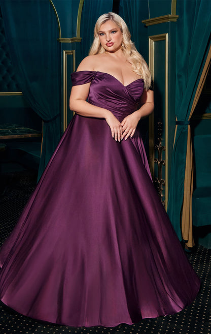 JILLIAN GOWN A- SOFT SATIN OFF THE SHOULDER DRESS