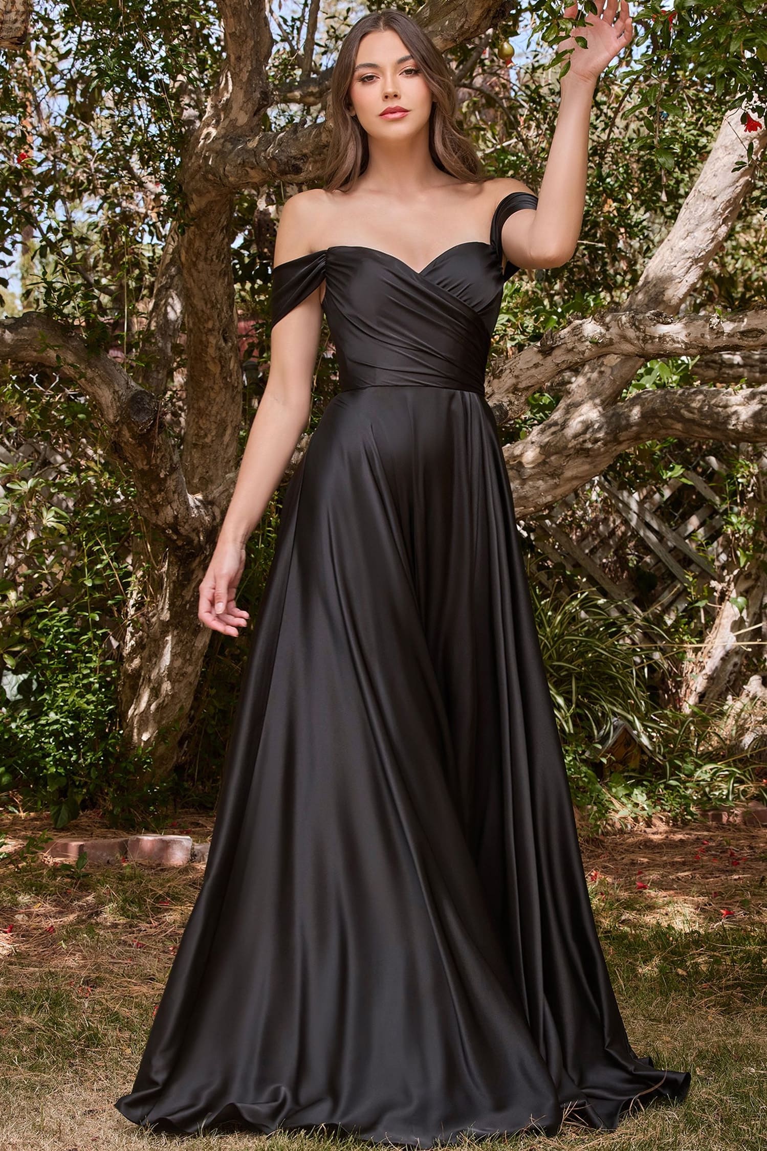 JILLIAN GOWN A- SOFT SATIN OFF THE SHOULDER DRESS