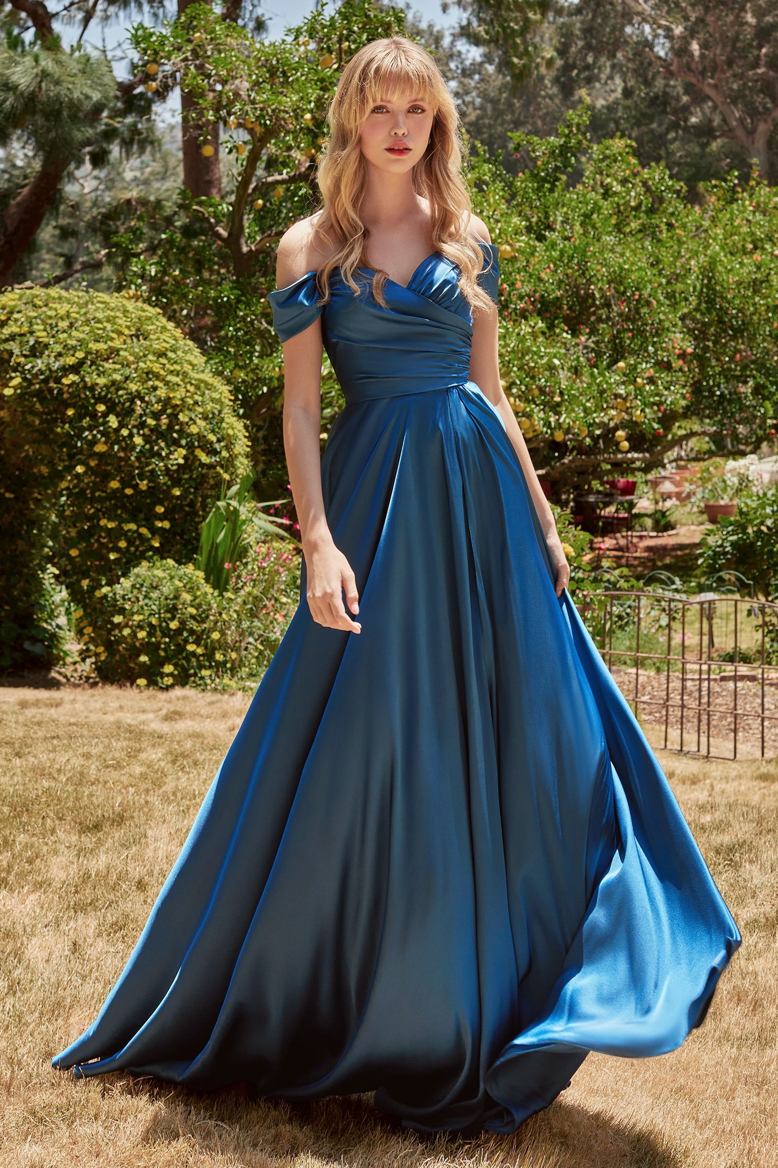 JILLIAN GOWN A- SOFT SATIN OFF THE SHOULDER DRESS