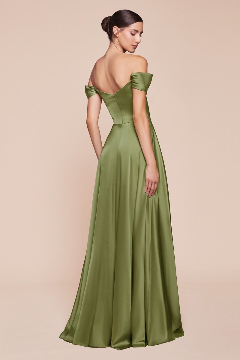 JILLIAN GOWN A- SOFT SATIN OFF THE SHOULDER DRESS