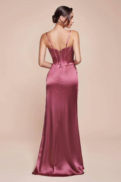 Jocelyn Gown Fitted Satin Bustier Luxe Satin Gown