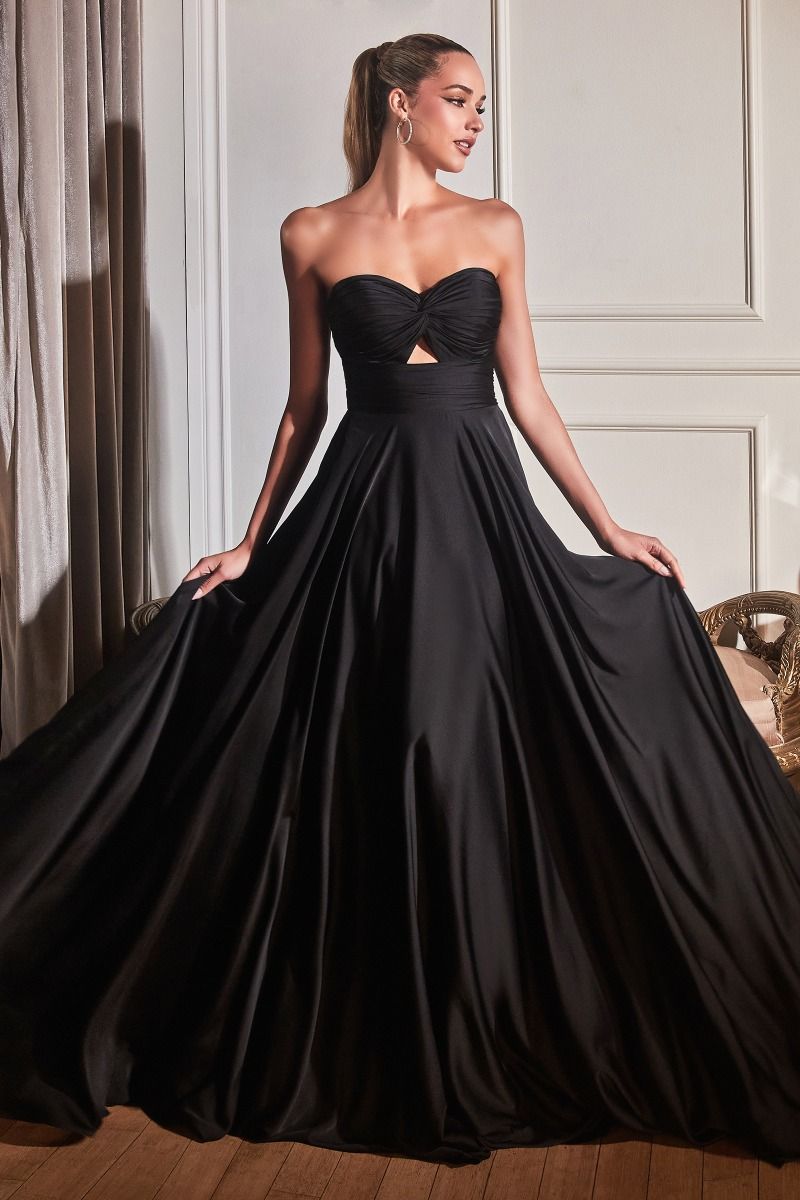Madigan Gown STRAPLESS A- SOFT SATIN KEYHOLE DRESS