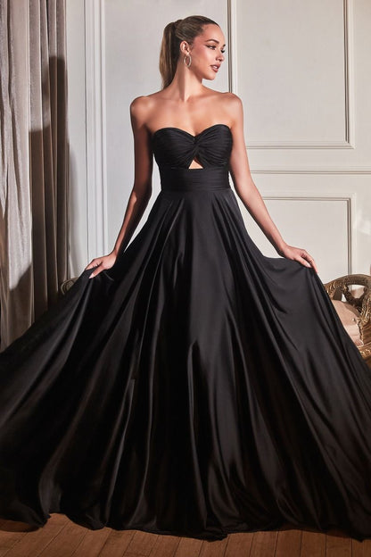 Madigan Gown STRAPLESS A- SOFT SATIN KEYHOLE DRESS