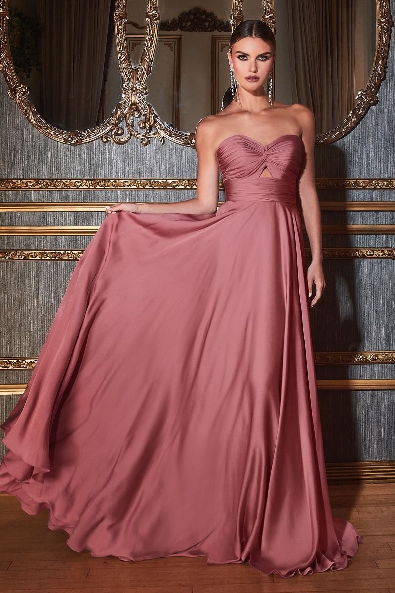 Madigan Gown STRAPLESS A- SOFT SATIN KEYHOLE DRESS