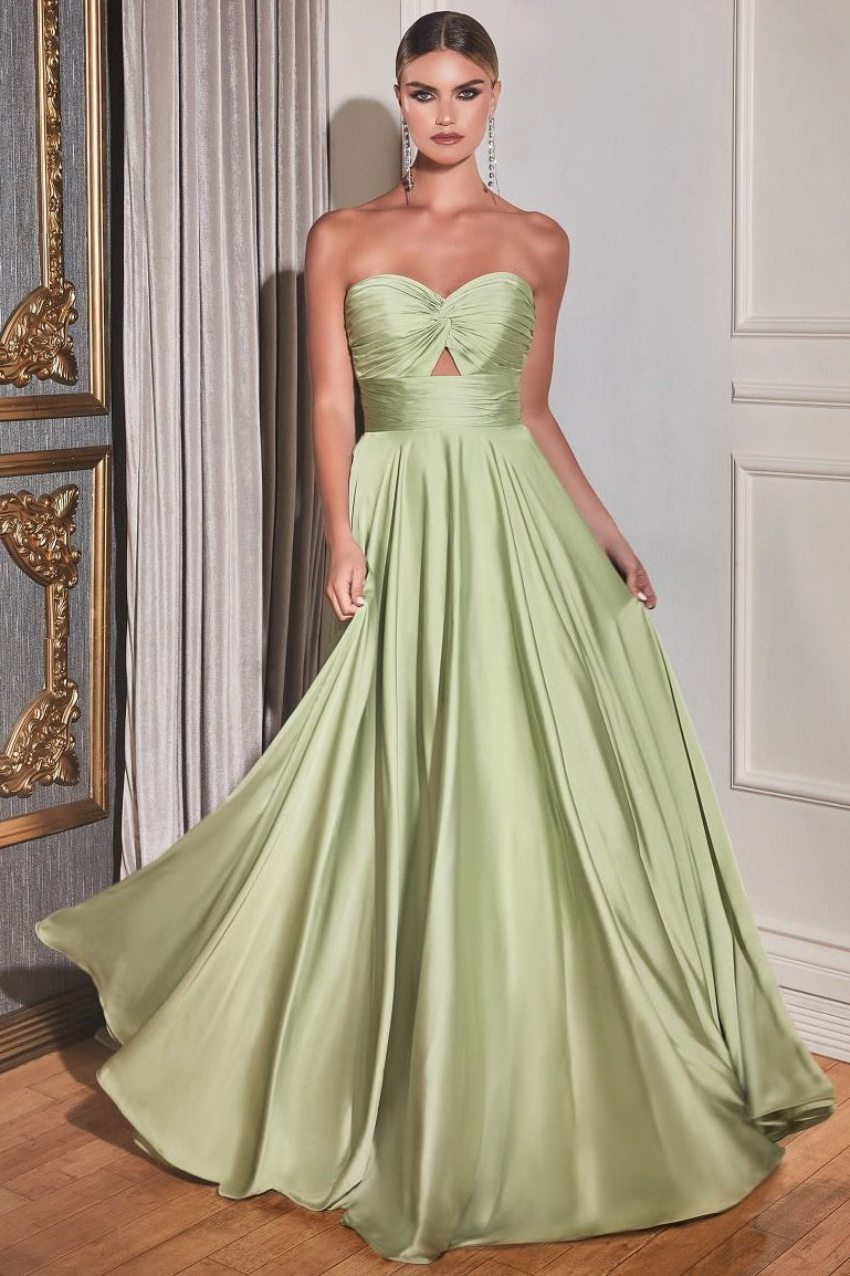 Madigan Gown STRAPLESS A- SOFT SATIN KEYHOLE DRESS