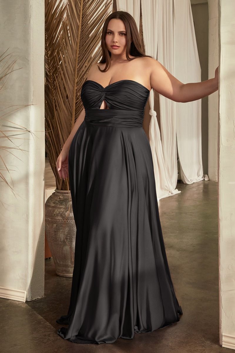 Madigan Gown STRAPLESS A- SOFT SATIN KEYHOLE DRESS