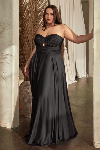 Madigan Gown STRAPLESS A- SOFT SATIN KEYHOLE DRESS