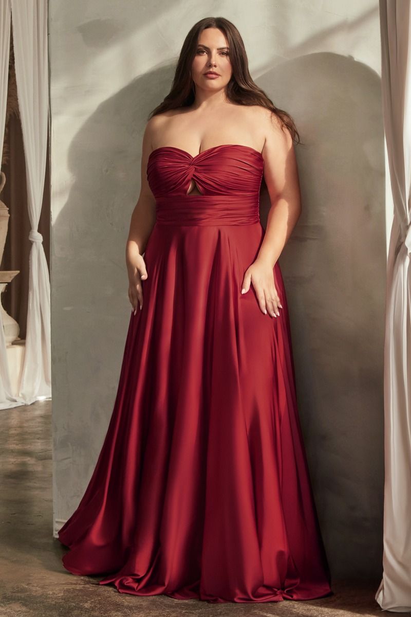 Madigan Gown STRAPLESS A- SOFT SATIN KEYHOLE DRESS