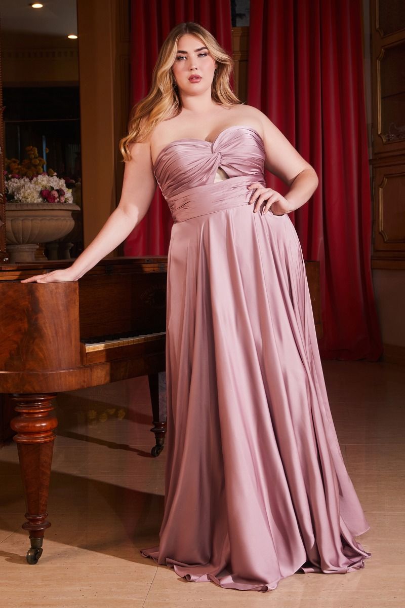 Madigan Gown STRAPLESS A- SOFT SATIN KEYHOLE DRESS