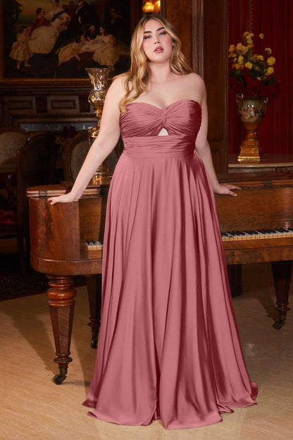Madigan Gown STRAPLESS A- SOFT SATIN KEYHOLE DRESS