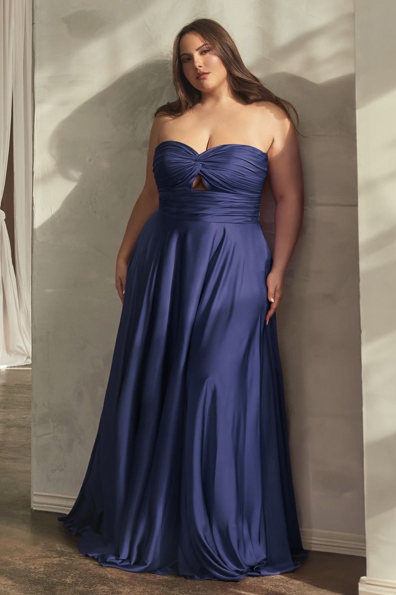 Madigan Gown STRAPLESS A- SOFT SATIN KEYHOLE DRESS