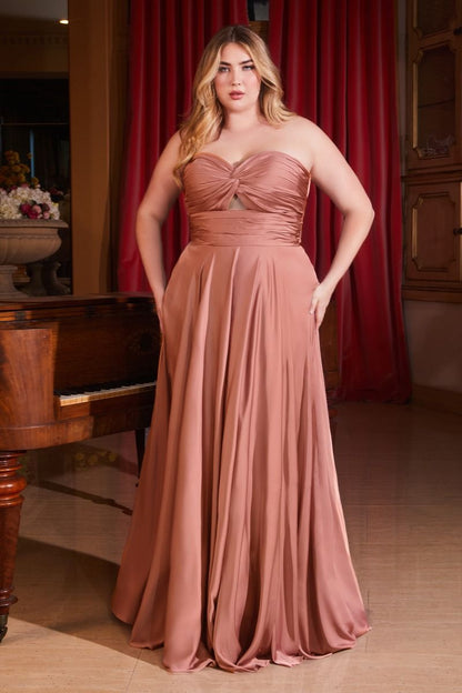 Madigan Gown STRAPLESS A- SOFT SATIN KEYHOLE DRESS