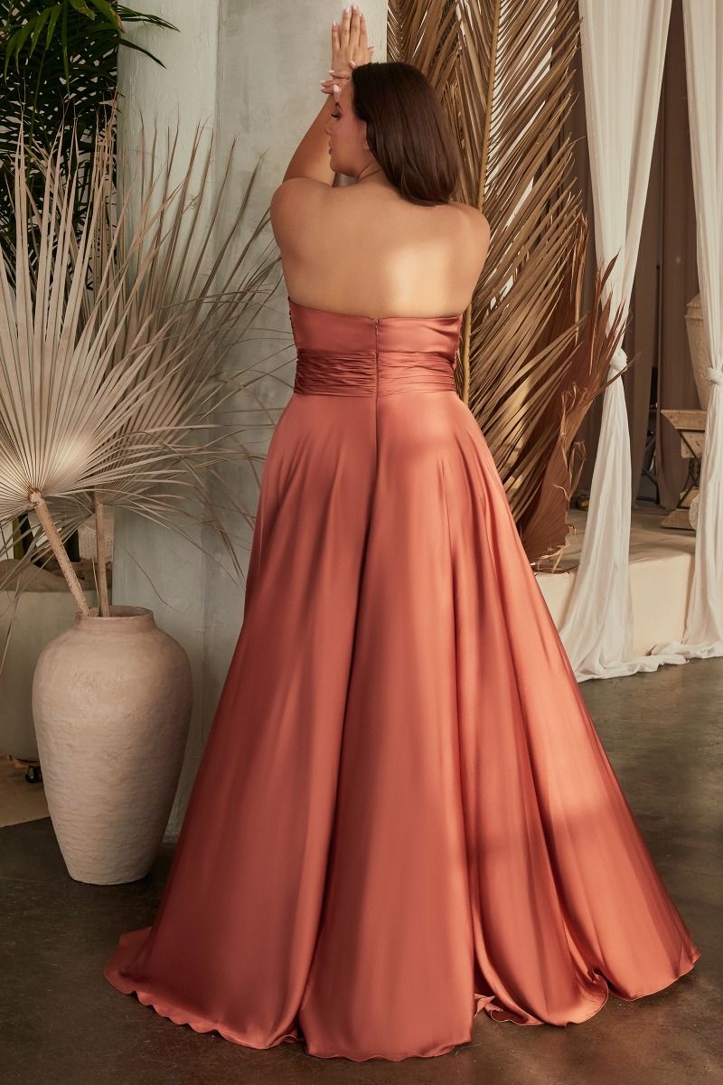 Madigan Gown STRAPLESS A- SOFT SATIN KEYHOLE DRESS