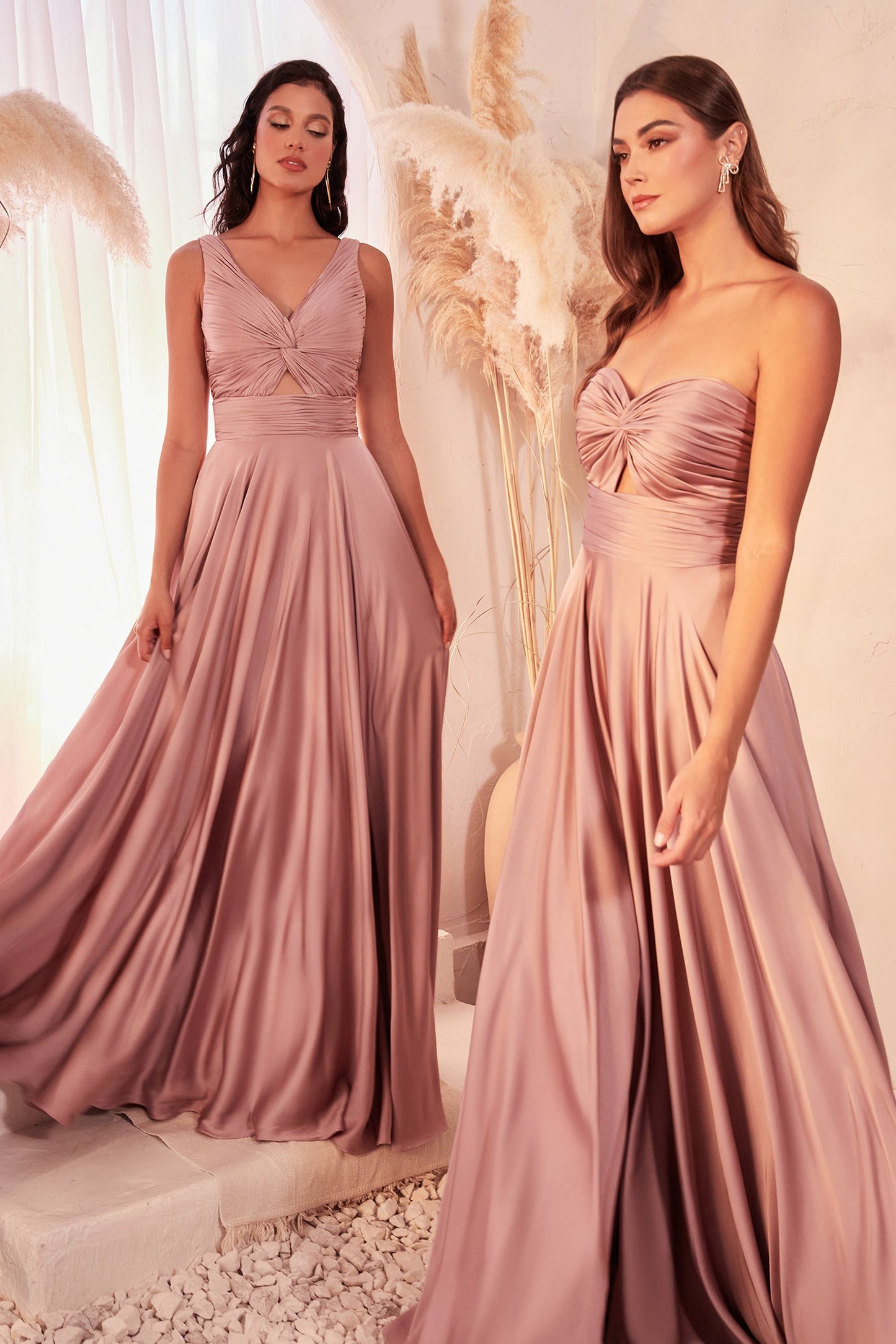 Marlena Gown A- Keyhole Soft Satin Dress