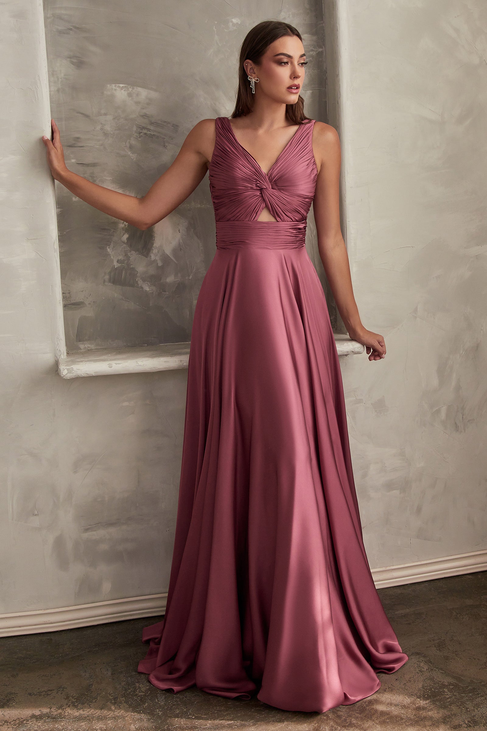 Marlena Gown A- Keyhole Soft Satin Dress