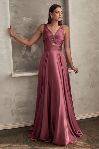 Marlena Gown A- Keyhole Soft Satin Dress