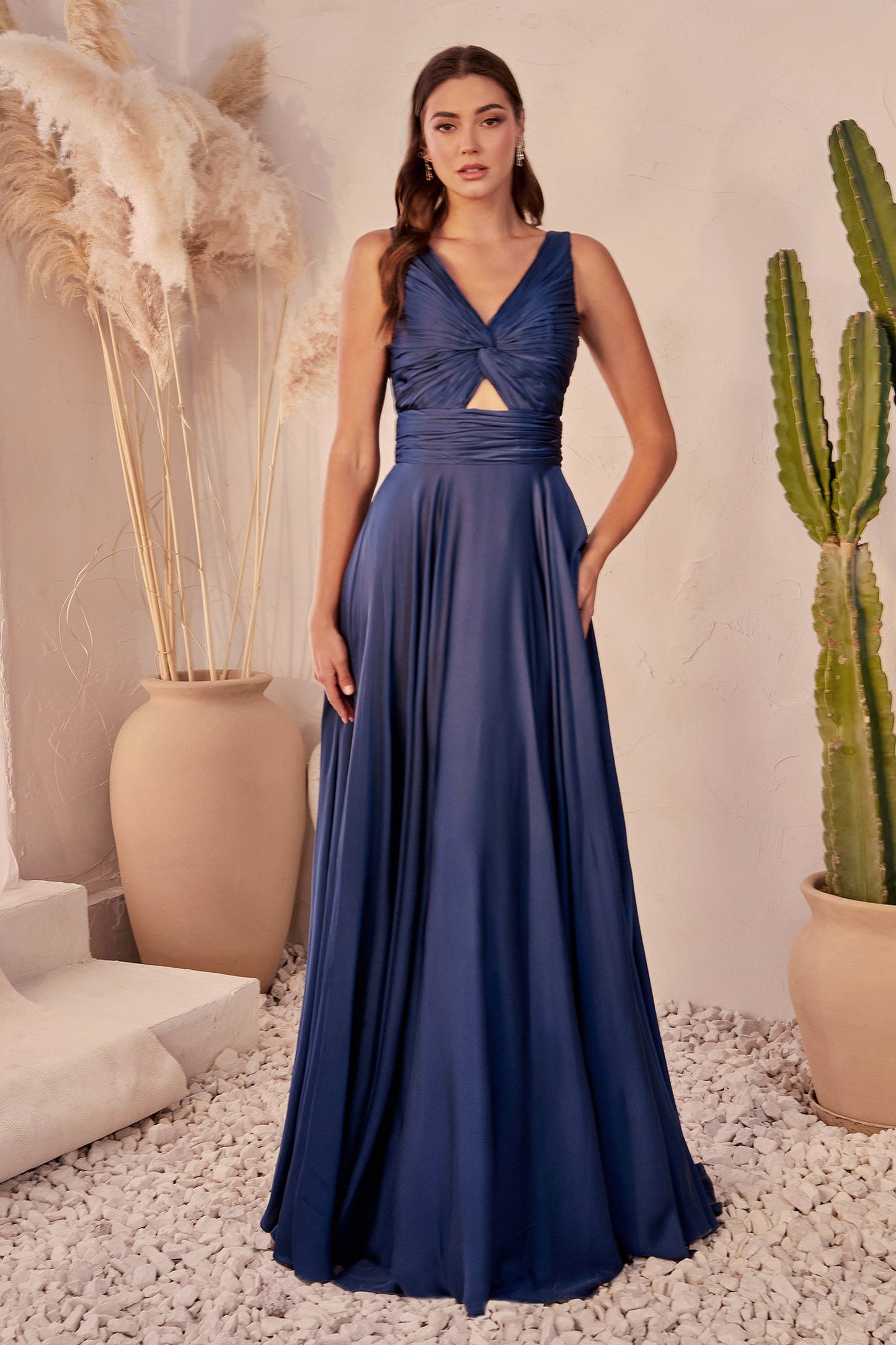 Marlena Gown A- Keyhole Soft Satin Dress