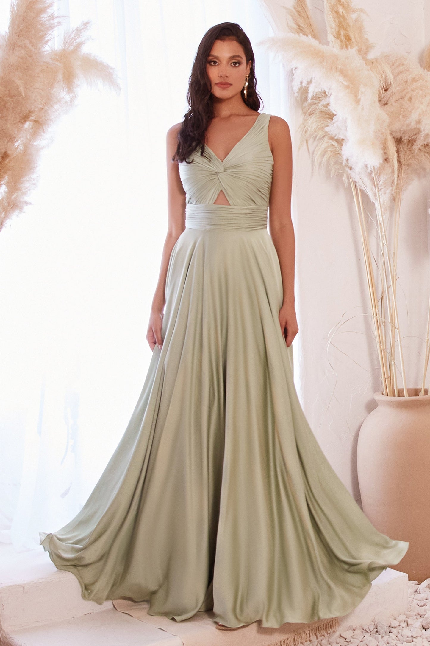 Marlena Gown A- Keyhole Soft Satin Dress