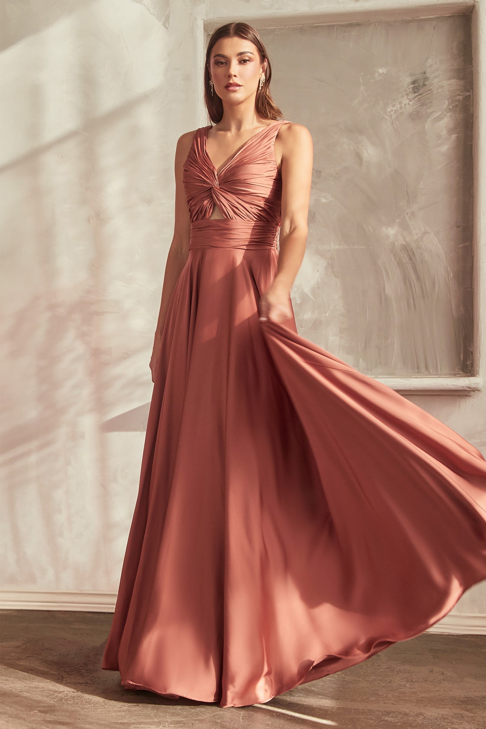 Marlena Gown A- Keyhole Soft Satin Dress