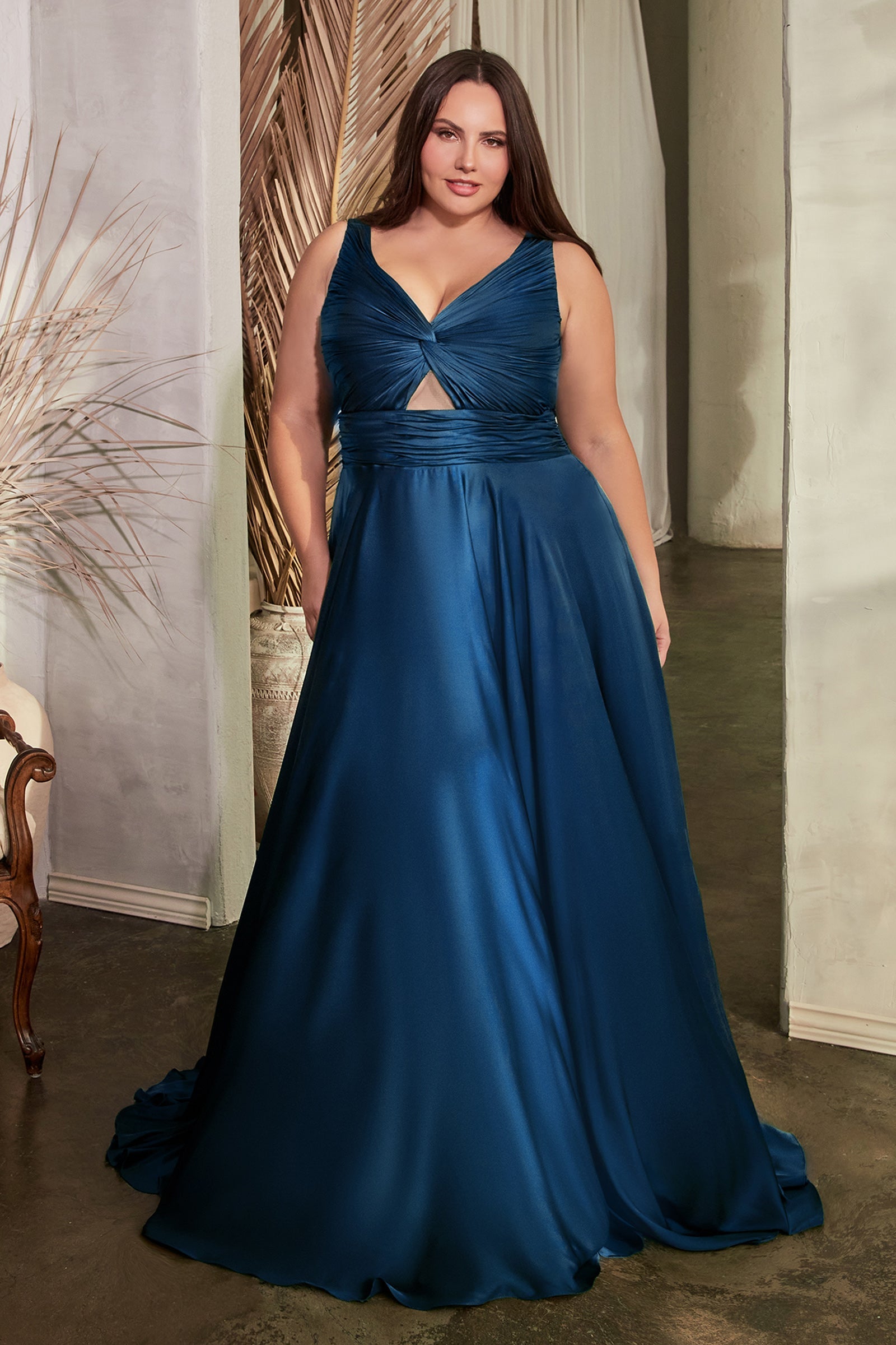 Marlena Gown A- Keyhole Soft Satin Dress