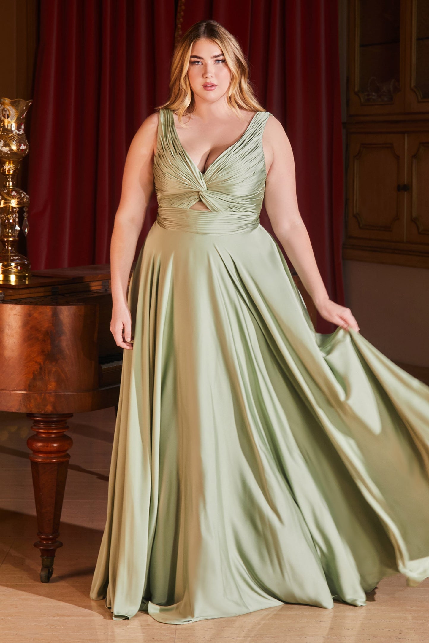 Marlena Gown A- Keyhole Soft Satin Dress