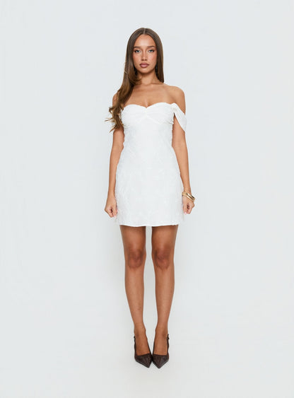 Rozerie Off Shoulder Mini Dress White