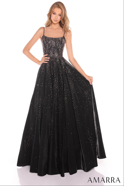 87292 Amarra Hot Stone Ball Gown With Scoop Neckline