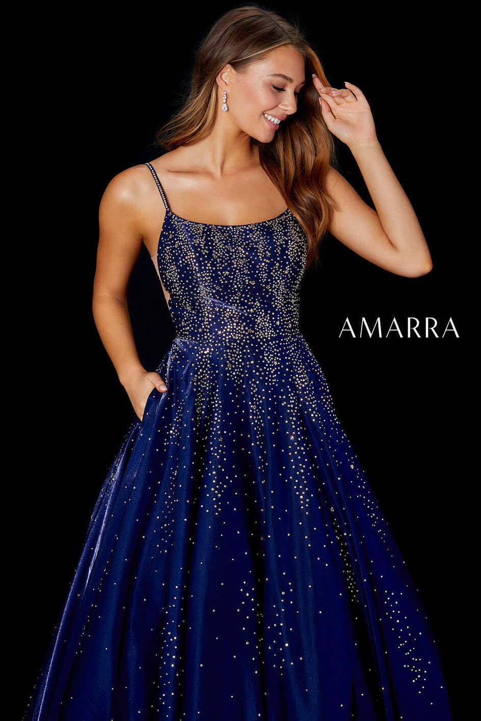 87292 Amarra Hot Stone Ball Gown With Scoop Neckline