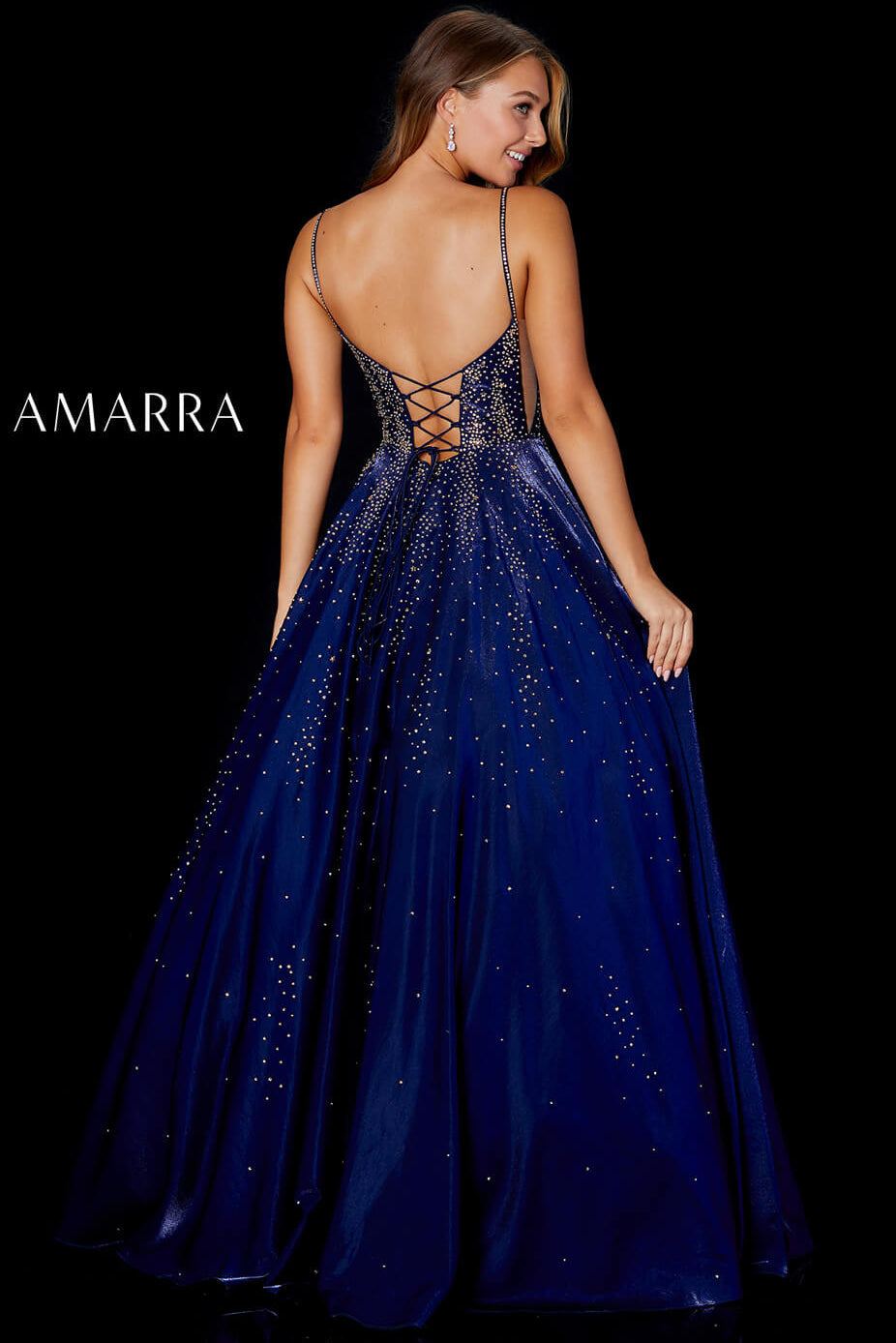 87292 Amarra Hot Stone Ball Gown With Scoop Neckline