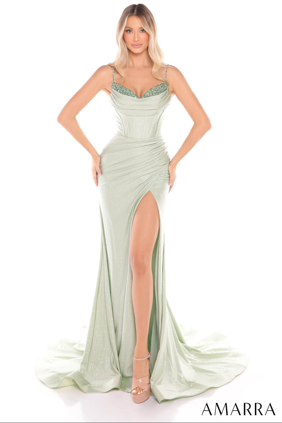 88760 Amarra Fitted Jersey Dress With Corset Bodice