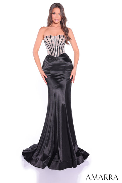89070 Amarra Crystal Embellished Satin Gown
